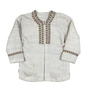 VINTAGE 1960’s Wool Norwegian Zip‎ Cardigan Handmade Sweater Sz 38 (M)